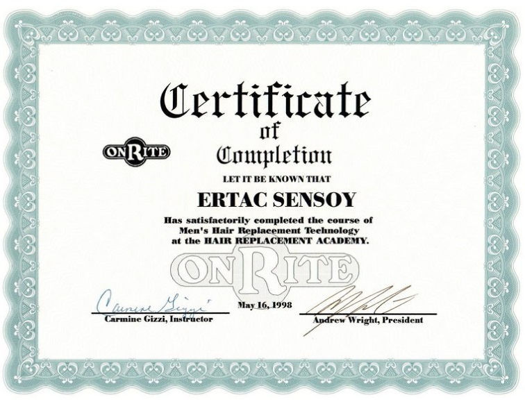 Certificate of Completion — May 16, 1998