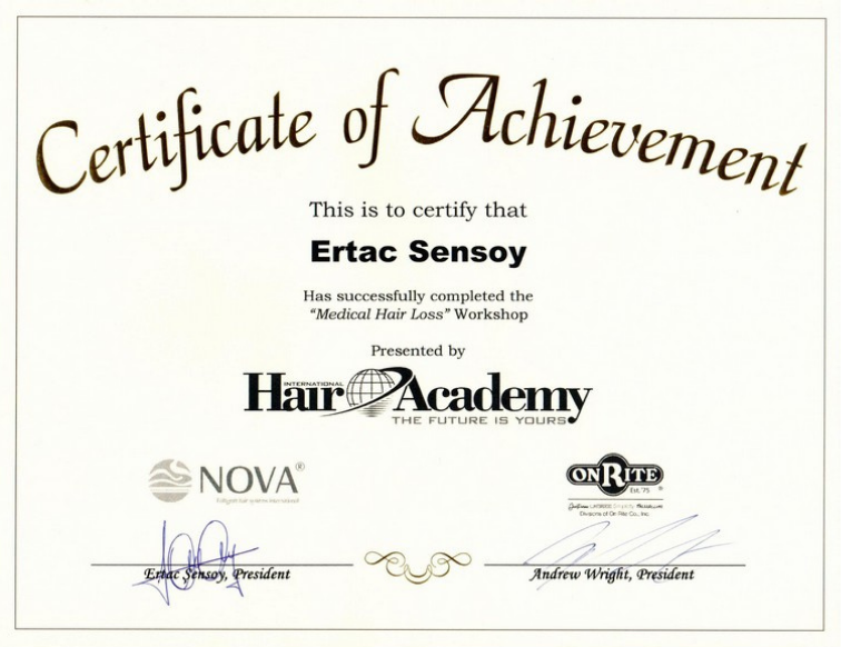 Certificate of Achievement — Medical Hair Loss Workshop